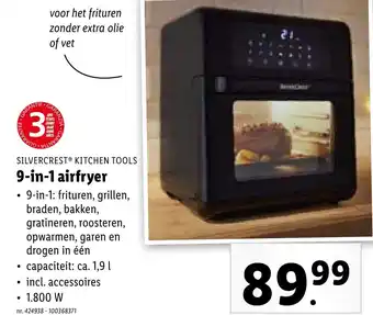 Lidl SILVERCREST® KITCHEN TOOLS 9-in-1 airfryer 1800W aanbieding