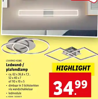 Lidl LIVARNO HOME Ledwand-/ plafondlamp aanbieding