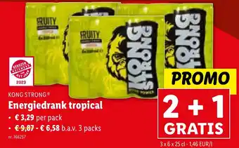 Lidl KONG STRONG Energiedrank tropical 3 x 6 x 25cl aanbieding