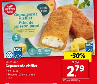Lidl OCEAN SEA Gepaneerde visfilet 400g aanbieding