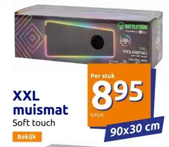 Action BATTLETRON XXL muismat Soft touch 90x30 cm aanbieding