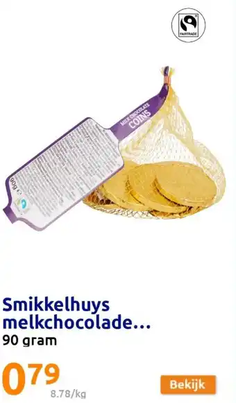 Action Smikkelhuys melkchocolade... 90 gram aanbieding
