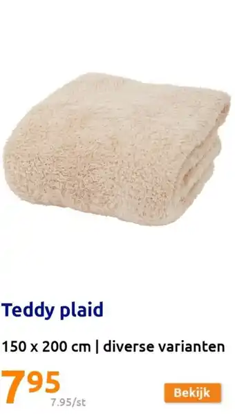 Action Teddy plaid 150 x 200 cm aanbieding