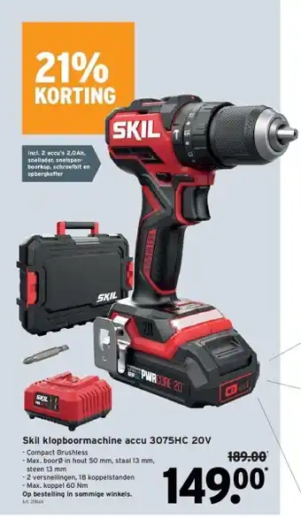 GAMMA Skil klopboormachine accu 3075hc 20v aanbieding