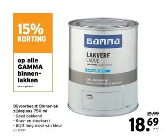 GAMMA Op alle gamma binnenlakken aanbieding