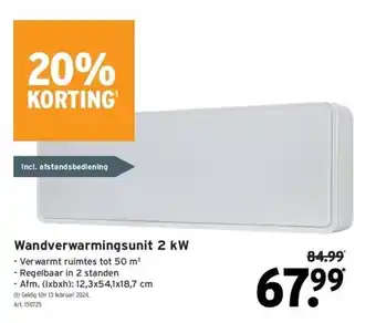GAMMA Wandverwarmingsunit 2 kw aanbieding
