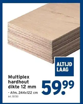 GAMMA Multiplex hardhout dikte 12 mm aanbieding