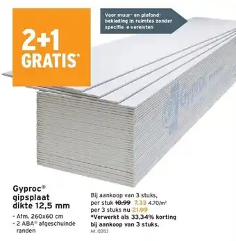 GAMMA Gyproc gipsplaat dikte 12,5 mm aanbieding