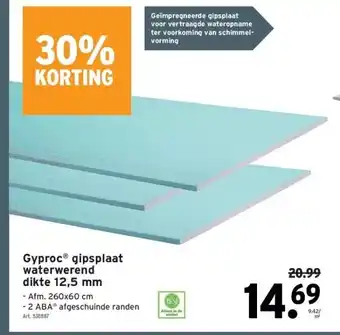 GAMMA Gyproc gipsplaat waterwerend dikte 12,5 mm aanbieding