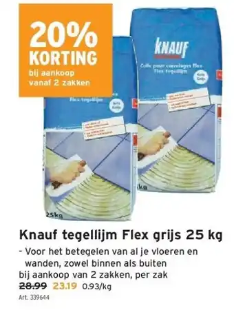 GAMMA Knauf tegellijm flex grijs 25 kg aanbieding