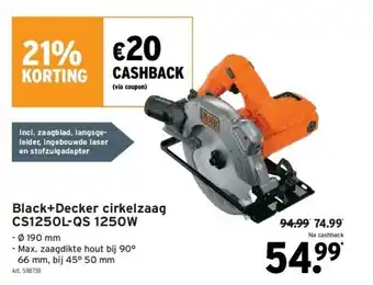 GAMMA Black+decker cirkelzaag cs1250l-qs 1250w aanbieding