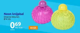 Action Neon knijpbal 6 cm aanbieding