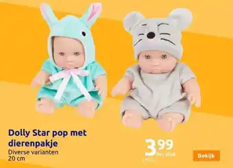 Action Dolly Star pop met dierenpakje aanbieding