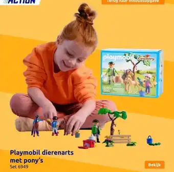 Action Playmobil dierenarts met pony's aanbieding