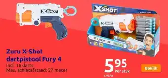 Action Zuru X-Shot dartpistool Fury 4 aanbieding