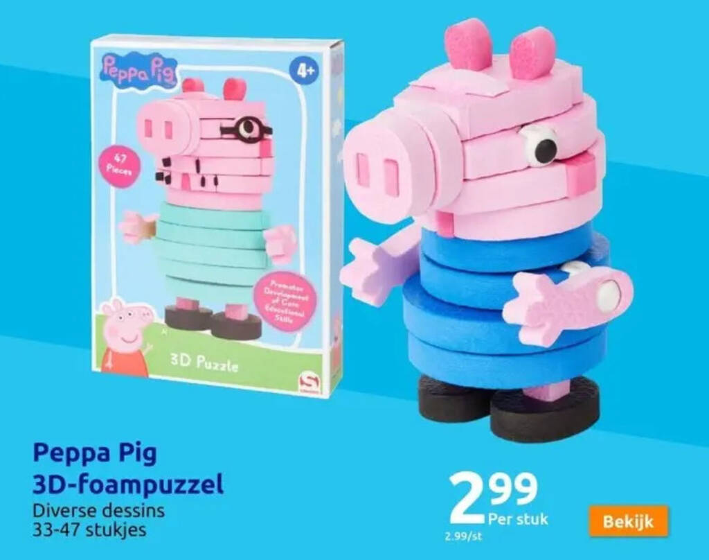 Peppa Pig 3Dfoampuzzel promotie bij Action