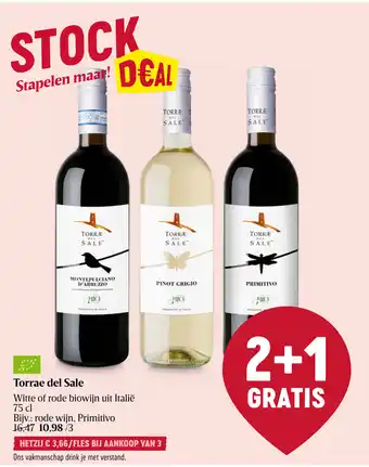 Delhaize Torrae del Sale Witte of rode biowijn uit Italië 75 cl aanbieding