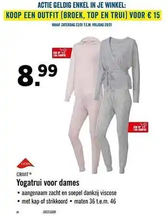 Lidl Yogatrui voor dames viscose aanbieding