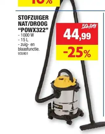 Hubo Stofzuiger nat/droog “powx322” aanbieding
