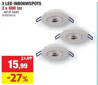 Hubo 3 led inbouwspots aanbieding