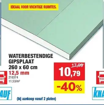 Hubo Waterbestendige gipsplaat 260 x 60 cm aanbieding