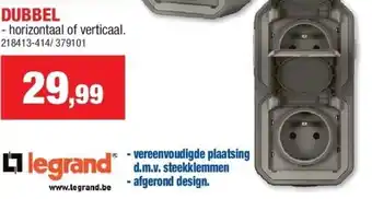 Hubo Spatwaterdicht stopcontact “plexo” dubbel aanbieding