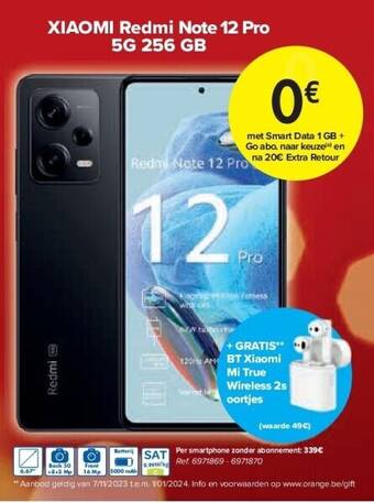 Carrefour Xiaomi redmi note 12 pro 5g 256 gb aanbieding