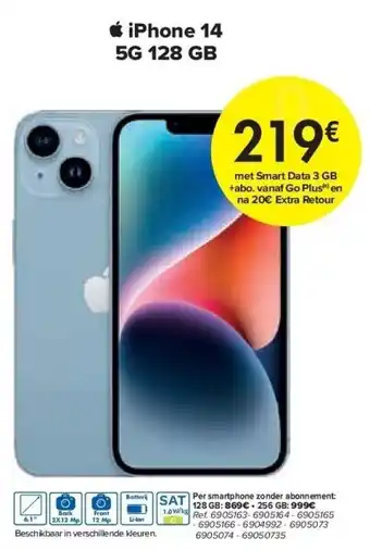 Carrefour Iphone 14 5g 128 gb aanbieding