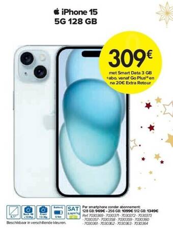 Carrefour Iphone 15 5g 128 gb aanbieding