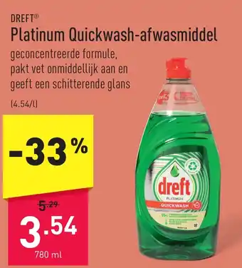 ALDI Platinum Quickwash-afwasmiddel 780 ml aanbieding