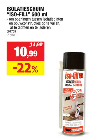 Hubo ISOLATIESCHUIM "ISO-FILL" 500 ml aanbieding