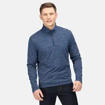 Decathlon Edley wandelfleece met halve rits voor heren - middenblauw aanbieding