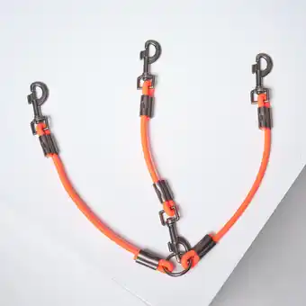 Decathlon Hondenriem meerdere honden 900 pvc fluo-oranje aanbieding