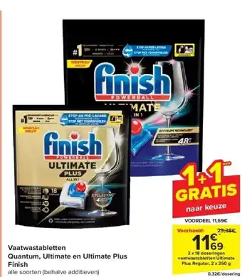 Carrefour Vaatwastabletten quantum, ultimate en ultimate plus finish aanbieding