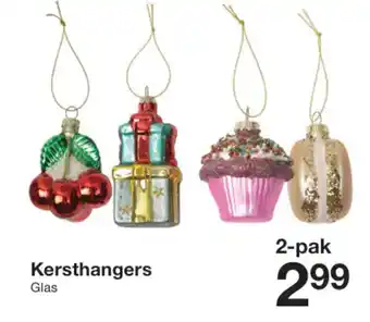 Zeeman Kersthangers Glas 2-pak aanbieding