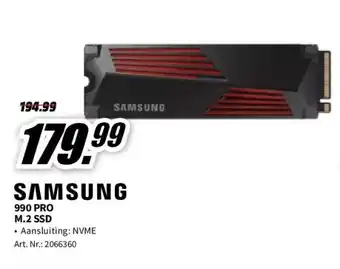 MediaMarkt Samsung interne ssd-schijf 2 tb pro heatsink pcie 4.0 nvme m.2 (mz-v9p2t0gw) aanbieding