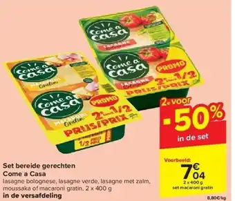 Set bereide gerechten come a casa