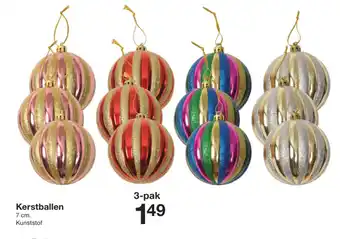 Zeeman Kerstballen 7 cm. Kunststof , 3-pak aanbieding