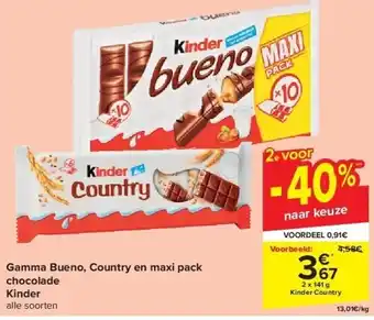 Carrefour Gamma bueno, country en maxi pack chocolade kinder aanbieding