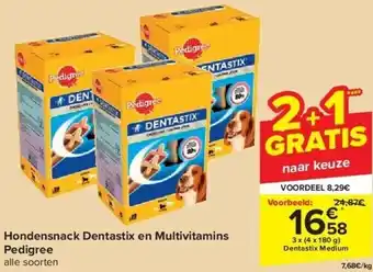 Carrefour Hondensnack dentastix en multivitamins pedigree aanbieding