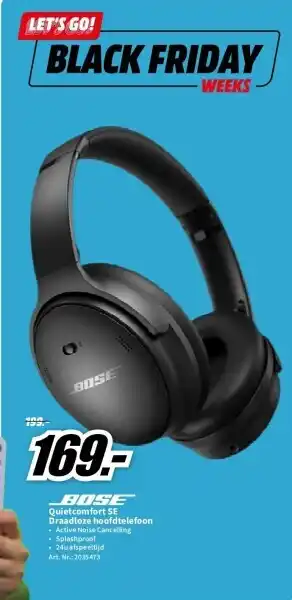 MediaMarkt Bose draadloze hoofdtelefoon quietcomfort se zwart (866724-0500) aanbieding
