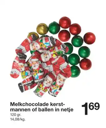 Melkchocolade kerst-mannen of ballen in netje 120gr