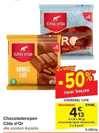 Carrefour Chocoladerepen côte d’or aanbieding