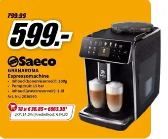 MediaMarkt Saeco espressomachine granaroma (sm6580/00) aanbieding