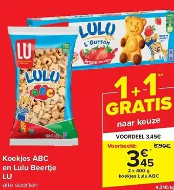 Carrefour Koekjes abc en lulu beertje lu aanbieding