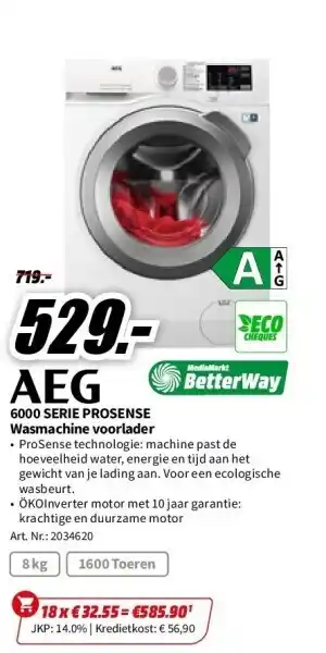 Aeg wasmachine voorlader serie 6000 a (lf62r864)