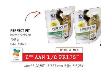 Spar Colruyt Perfect Fit Kattenbrokken 750 gram aanbieding