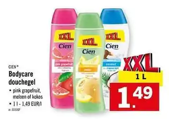 Lidl Cien Bodycare douchegel 1 liter aanbieding