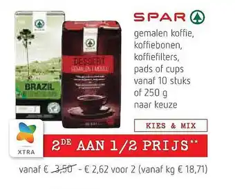 Spar Colruyt Gemalen Koffie, Koffiebonen, Koffiefilters aanbieding