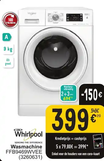Cora Whirlpool Wasmachine FFB9469WVEE aanbieding